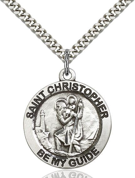 Saint Christopher round medal 40754, Pewter