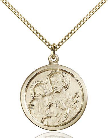 Saint Joseph medal round 41402, Gold Filled