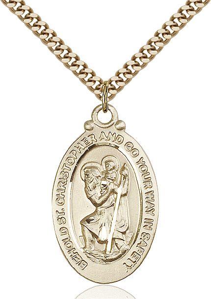 Saint Christopher medal 4145C2, Gold Filled