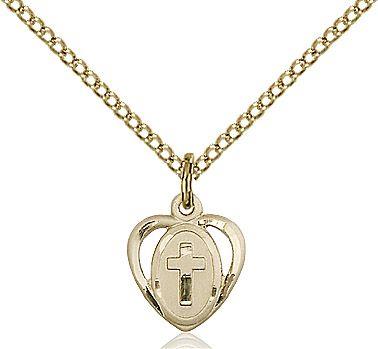 Heart / Cross medal 54112, Gold Filled