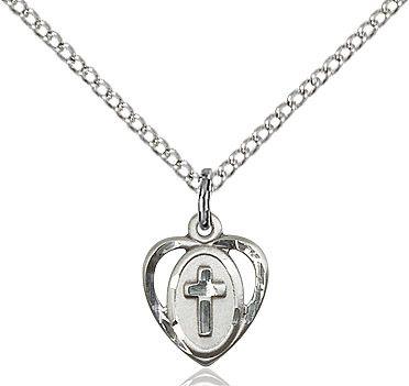 Heart / Cross medal 54111, Sterling Silver