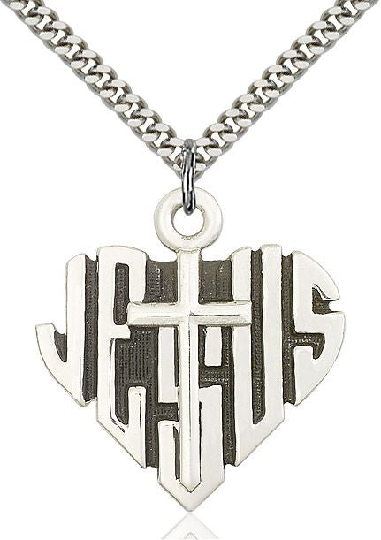 Heart of Jesus with Cross medal 60444, Pewter