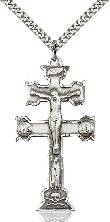Caravaca Crucifix medal 60854, Pewter