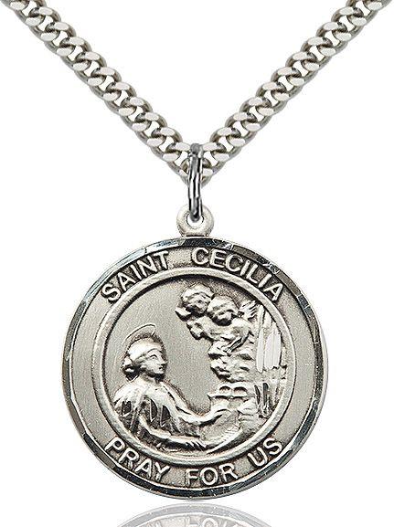 Saint Cecilia round medal S016RD4, Pewter