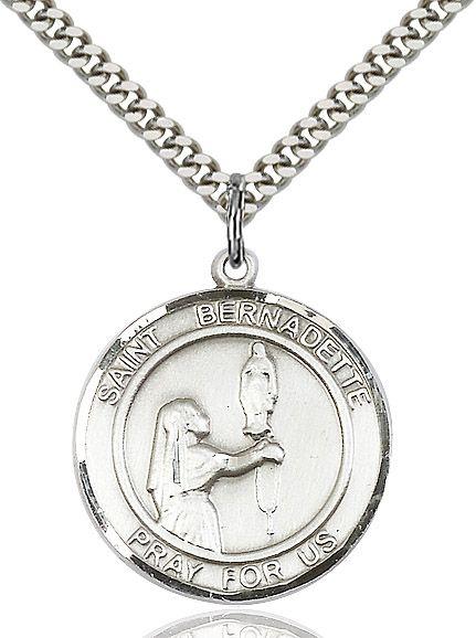 Saint Bernadette round medal S017RD4, Pewter