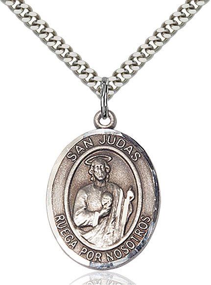 San Judas medal S060SP4, Pewter