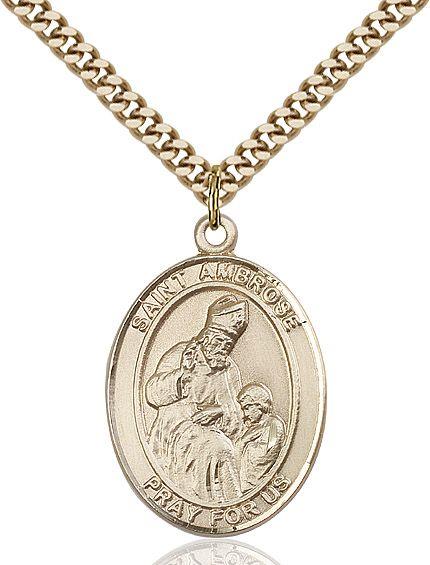 Saint Ambrose medal S1372, Gold Filled