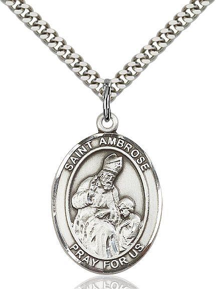 Saint Ambrose medal S1371, Sterling Silver