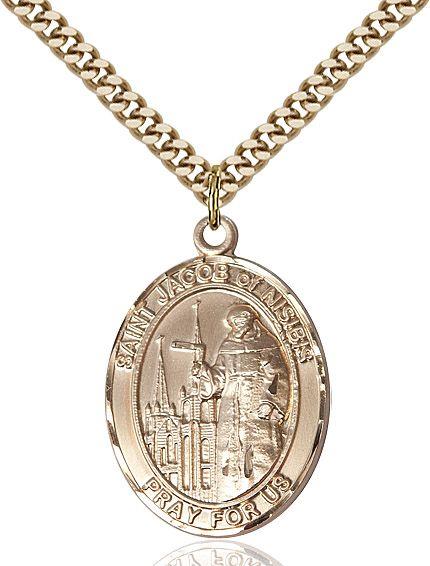 Saint Jacob of Nisibis medal S3922, Gold Filled