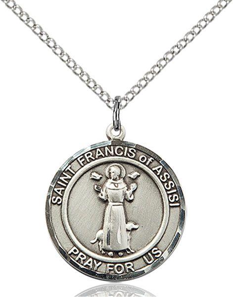 Saint Francis of Assisi round medal, S036RD4, Pewter
