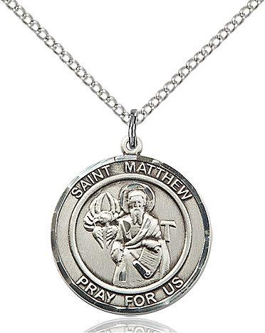 Saint Matthew the Apostle round medal S074RD4, Pewter