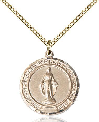 Miraculous round medal S078RD2, Gold Filled