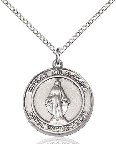 Virgen Milagrosa Español round medal S078RDSP4, Pewter