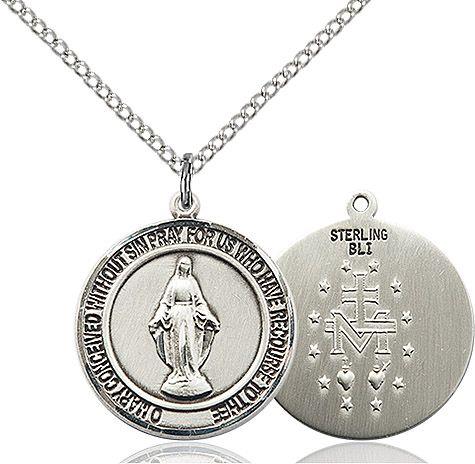 Miraculous round medal S078RD1, Sterling Silver