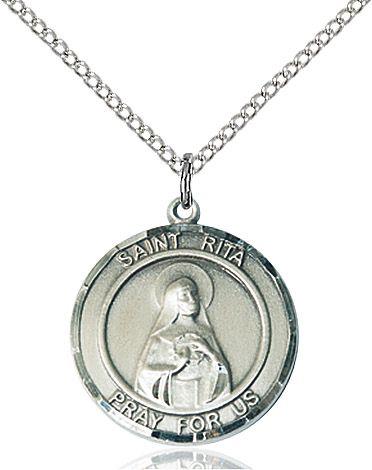 Saint Rita of Cascia round medal S094RD4, Pewter