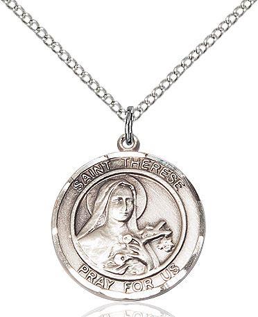 Saint Therese of Lisieux round medal S210RD1, Sterling Silver