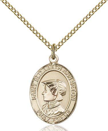 Saint Elizabeth Ann Seton medal S2242, Gold Filled