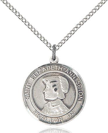 Saint Elizabeth Ann Seton round medal S224RD4, Pewter