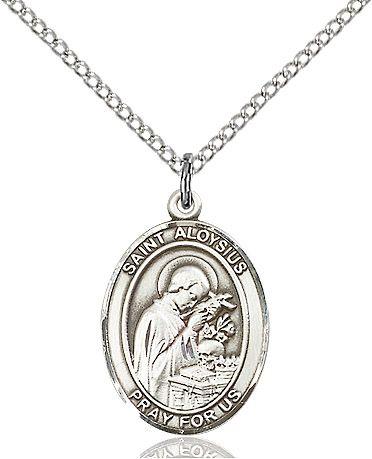 Saint Aloysius Gonzaga medal S2251, Sterling Silver