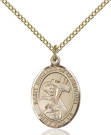 Saint Bernard of Clairvaux medal S2332, Gold Filled