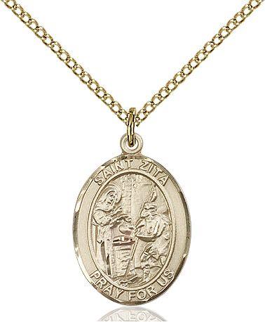 Saint Zita medal S2442, Gold Filled