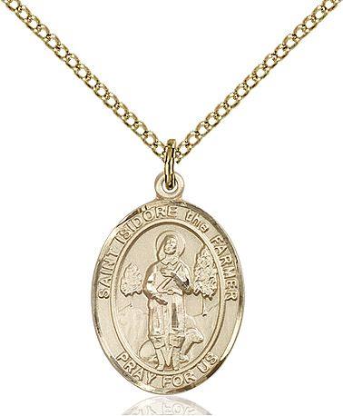 Saint Isidore the Farmer medal S2762, Gold Filled