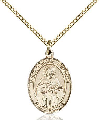 Saint Gabriel Possenti medal S2792, Gold Filled