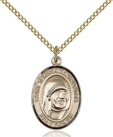 Saint Teresa of Calcutta medal S2952, Gold Filled