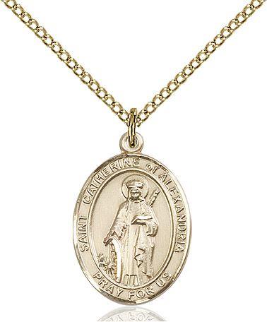 Saint Catherine of Alexandria medal S3432, Gold Filled