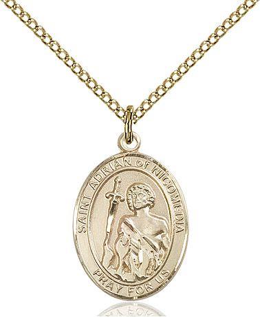 Saint Adrian of Nicomedia medal S3532, Gold Filled