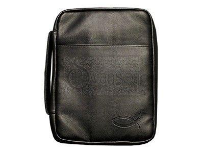 Imitation Leather Fish Black Bible Cover: XLarge size
