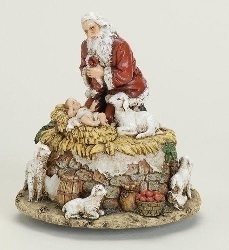Kneeling Santa Musical statue, 5.75" tall