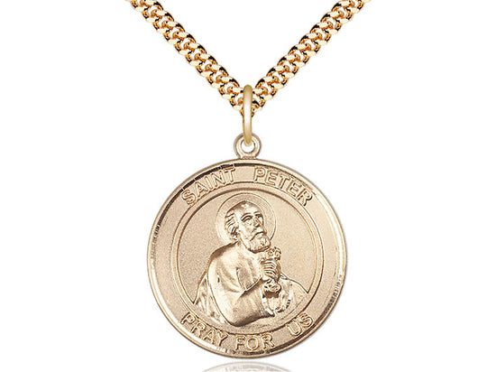 Saint Peter the Apostle round medal S090RD2, Gold Filled