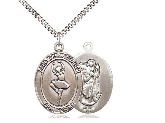 Dance with Saint Christopher medal S1431, Sterling Silver