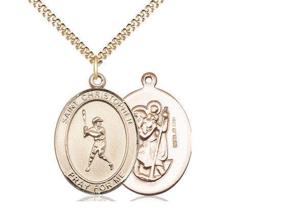 Baseball with Saint Christopher medal S1502, Gold Filled