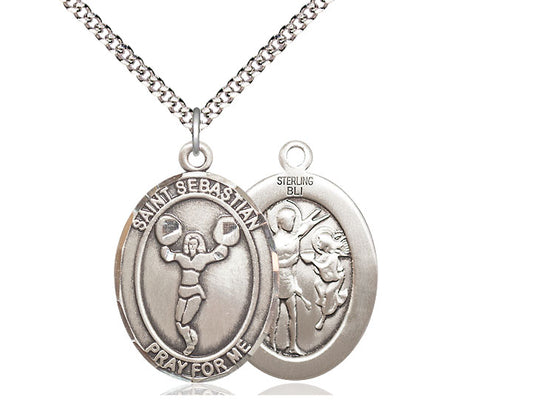 Cheerleading with Saint Sebastian medal S1701, Sterling Silver