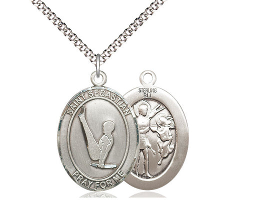 Gymnastics with Saint Sebastian medal S1721, Sterling Silver