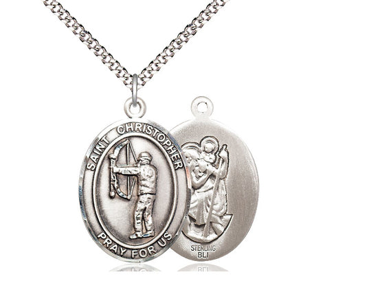 Archery with Saint Christopher medal S1901, Sterling Silver