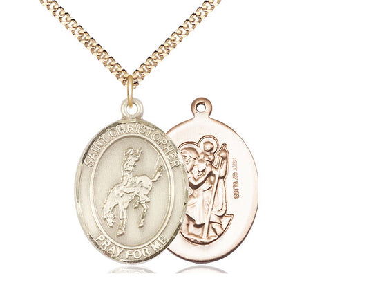 Rodeo with Saint Christopher medal S1922, Gold Filled