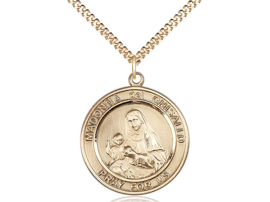 Madonna del Ghisallo round medal S203RD2, Gold Filled