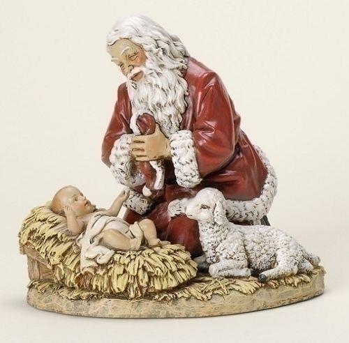 Kneeling Santa statue, 8" tall