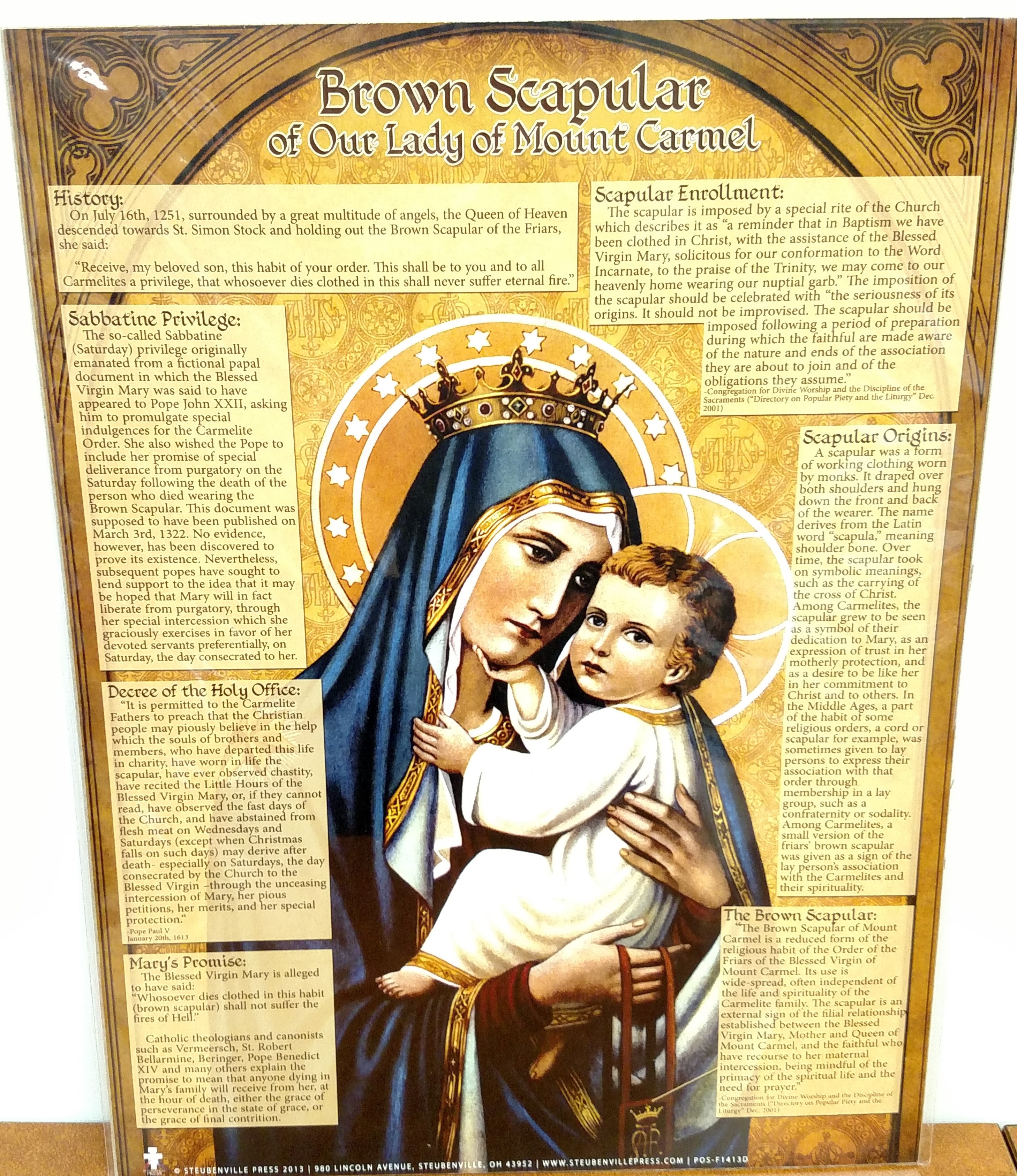 Brown Scapular Poster 12 x 16"