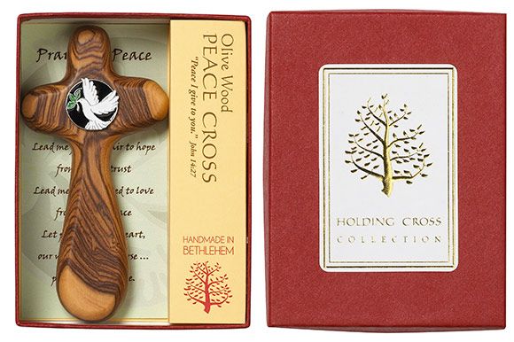 Olivewood Peace Holding Cross