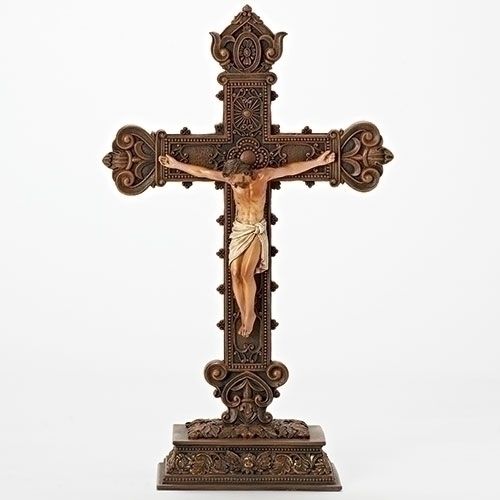 Tabletop Crucifix Ornate, 14.5" tall