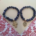 Blue Lapis Stone bracelet with scapular medal