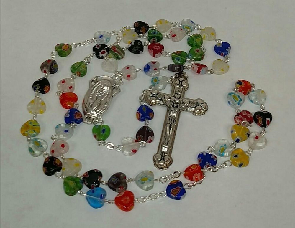 Heart-shaped Murano Bead Rosary
