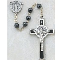 St. Benedict Hematite Rosary, 6mm beads