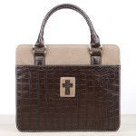 Brown & Tan Croc-Embossed Bible Cover, medium size