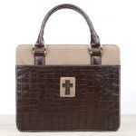 Brown & Tan Croc-Embossed Bible Cover, large size