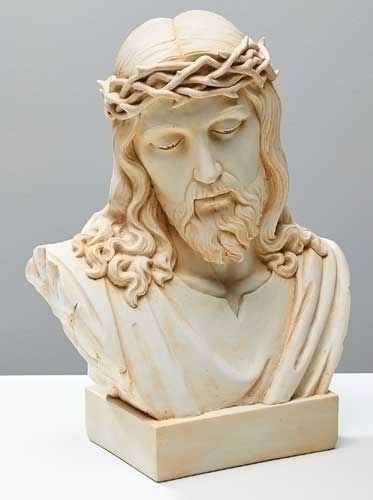Bust of Jesus, Ivory statue, 8.25" tall